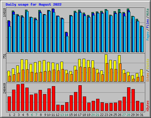 Daily usage for August 2022