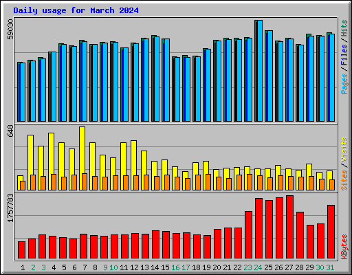 Daily usage for March 2024