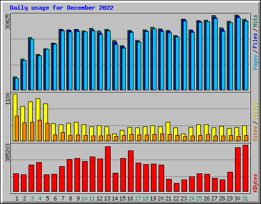 Daily usage for December 2022