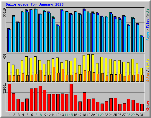 Daily usage for January 2023