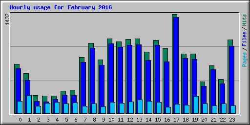 Hourly usage for February 2016